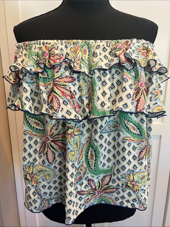 Zara Tops - Zara Floral Paisley Ruffle Off-The-Shoulder Boho Blouse - Size Medium